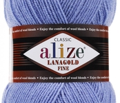Пряжа ALIZE 'Lanagold fine' 100 гр. 390м (49%шерсть, 51% акрил) цв. 40 голубой