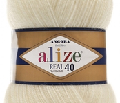 Пряжа ALIZE 'Angora real 40' 100 гр. 430м (40% шерсть, 60% акрил) 5х100х430м цв. 01 кремовый