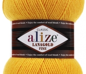 Пряжа ALIZE 'Lanagold fine' 100 гр. 390м (49%шерсть, 51% акрил) цв. 216 желтый