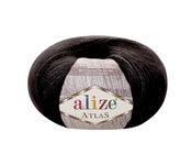 Пряжа для вязания Ализе Atlas (49% шерсть, 51% полиэстер) 10х50г/250м цв.060 черный