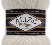 Пряжа ALIZE 'Superlana klasik' (однотонная) 100гр. 280м. (75% акрил, 25%шерсть) цв.62 молочный