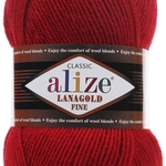 Пряжа ALIZE 'Lanagold fine' 100 гр. 390м (49%шерсть, 51% акрил) цв. 56 красный