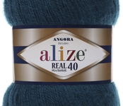 Пряжа ALIZE 'Angora real 40' 100 гр. 430м (40% шерсть, 60% акрил) 5х100х430м цв. 17 петроль