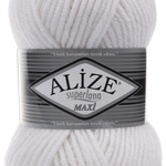 Пряжа для вязания Ализе Superlana maxi (25% шерсть, 75% акрил) 5х100г/100м цв. 55 белый