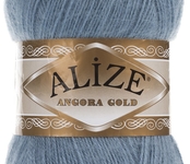 Пряжа для вязания Ализе Angora Gold (20% шерсть, 80% акрил) 5х100г/550м цв.665 светлый джинс