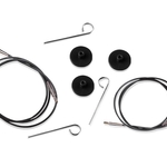 10520 Knit Pro Тросик (заглушки 2шт, ключик) для съемных укороченных спиц, длина 20см (готовая длина спиц 40см), черный