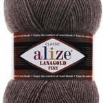 Пряжа ALIZE 'Lanagold fine' 100 гр. 390м (49%шерсть, 51% акрил) цв. 240 коричневый меланж