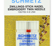 Иглы для вышивки двойные Schmetz 130/705H-E ZWI № 75/2.0, уп.1 игла