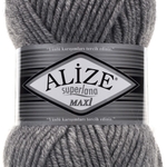Пряжа для вязания Ализе Superlana maxi (25% шерсть, 75% акрил) 5х100г/100м цв. 21 серый меланж