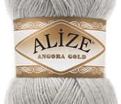 Пряжа для вязания Ализе Angora Gold (20% шерсть, 80% акрил) 5х100г/550м цв.652 пепельный