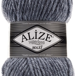 Пряжа для вязания Ализе Superlana maxi (25% шерсть, 75% акрил) 5х100г/100м цв.806 синий жаспе
