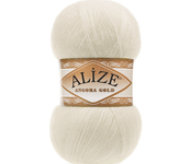 Пряжа для вязания Ализе Angora Gold (20% шерсть, 80% акрил) 5х100г/550м цв.001 кремовый