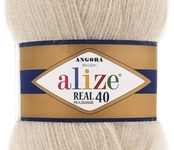Пряжа ALIZE 'Angora real 40' 100 гр. 430м (40% шерсть, 60% акрил) 5х100х430м цв. 67 молочно-бежевый