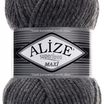 Пряжа для вязания Ализе Superlana maxi (25% шерсть, 75% акрил) 5х100г/100м цв. 182 средне-серый