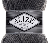 Пряжа для вязания Ализе Superlana maxi (25% шерсть, 75% акрил) 5х100г/100м цв. 182 средне-серый