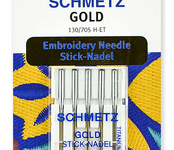 Иглы для вышивки Gold, титаниум Schmetz 130/705H-ET № 90, уп.5 игл