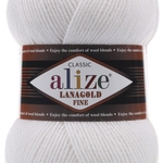 Пряжа ALIZE 'Lanagold fine' 100 гр. 390м (49%шерсть, 51% акрил) цв.55 белый