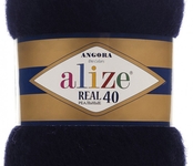 Пряжа ALIZE 'Angora real 40' 100 гр. 430м (40% шерсть, 60% акрил) 5х100х430м цв. 58 темно-синий
