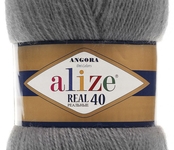 Пряжа ALIZE 'Angora real 40' 100 гр. 430м (40% шерсть, 60% акрил) 5х100х430м цв. 87 средне-серый