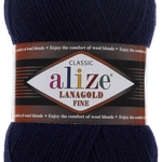 Пряжа ALIZE 'Lanagold fine' 100 гр. 390м (49%шерсть, 51% акрил) цв. 58 темно-синий