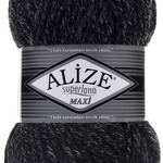 Пряжа для вязания Ализе Superlana maxi (25% шерсть, 75% акрил) 5х100г/100м цв. 800 антрацитовый жаспе