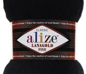 Пряжа ALIZE 'Lanagold fine' 100 гр. 390м (49%шерсть, 51% акрил) цв. 60 черный
