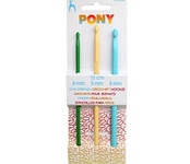 Набор цветных детских крючков для вязания Pony 4-6 мм 15 см 498267