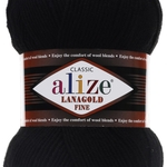 Пряжа ALIZE 'Lanagold fine' 100 гр. 390м (49%шерсть, 51% акрил) цв. 60 черный