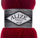 Пряжа для вязания Ализе Superlana maxi (25% шерсть, 75% акрил) 5х100г/100м цв. 56 красный