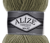 Пряжа для вязания Ализе Superlana maxi (25% шерсть, 75% акрил) 5х100г/100м цв. 345 хаки
