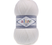 Пряжа для вязания Ализе LanaGold 800 (49% шерсть, 51% акрил) 5х100г/800м цв. 55 белый